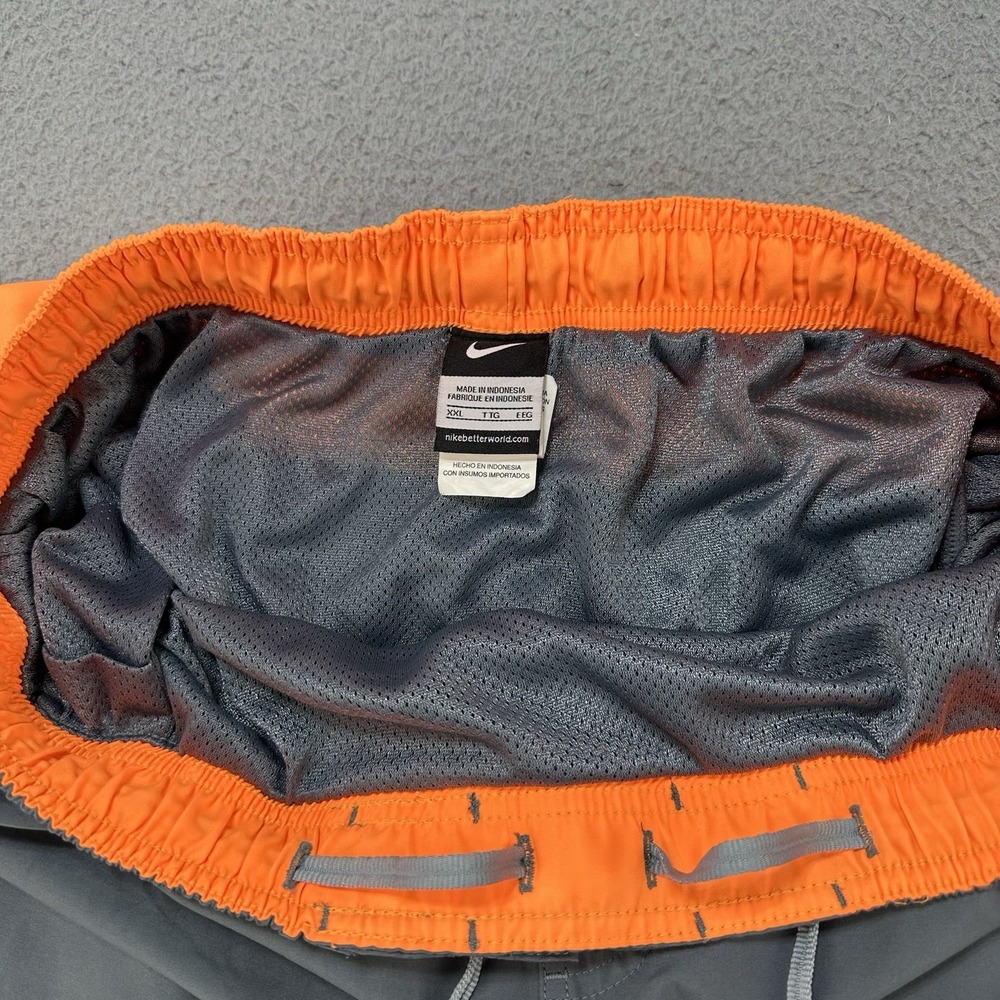 Nike Shorts Mens XXL‎ 2XL Gray Orange Lined Stash Pocket Drawstring Board Shorts - Picture 3 of 14
